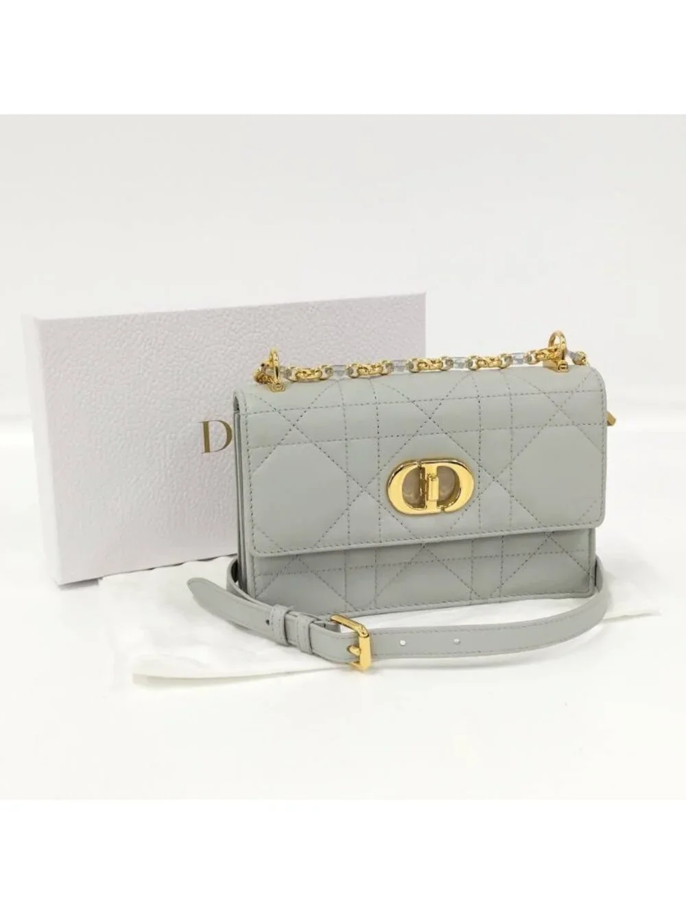 Dior Miscaro Mini Bag Macro Cannage Lambskin Light Gray